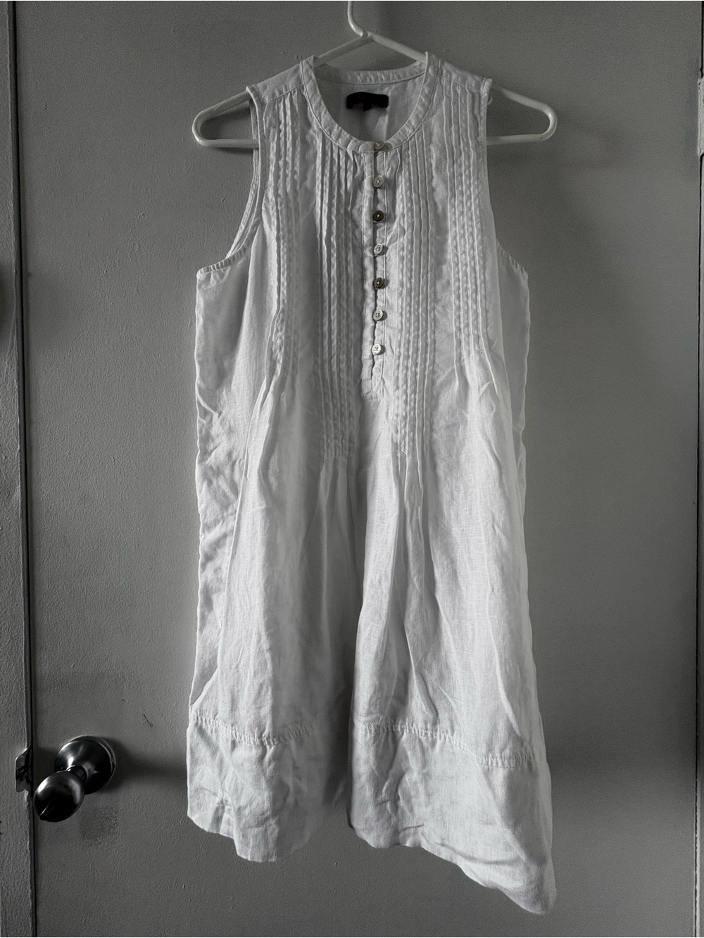 Quince 100% European Linen Sleeveless Swing Dress - White - Size XS